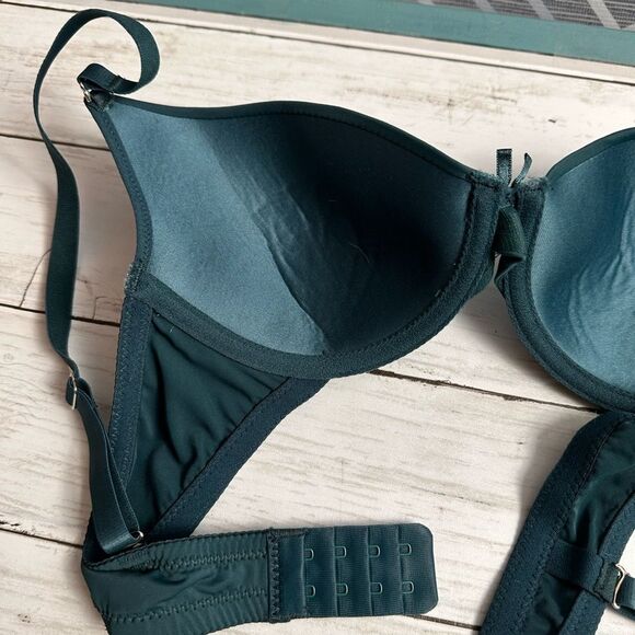 Shein Womens Full Figure Blue/Green Satin Bra Style # 75C‎ Underwire Size 36C - Picture 11 of 12